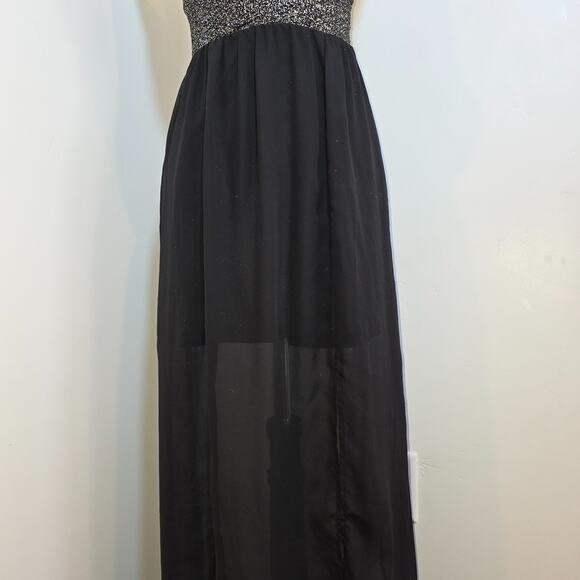 Vintage 90s Y2K Charlotte Russe Babydoll Maxi Dress Whimsical Prom Black Size XS - Picture 3 of 8